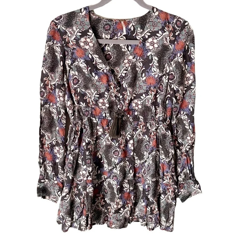 FREE People Stealing Fire Printed Mini Dress XS Boho Bohemian